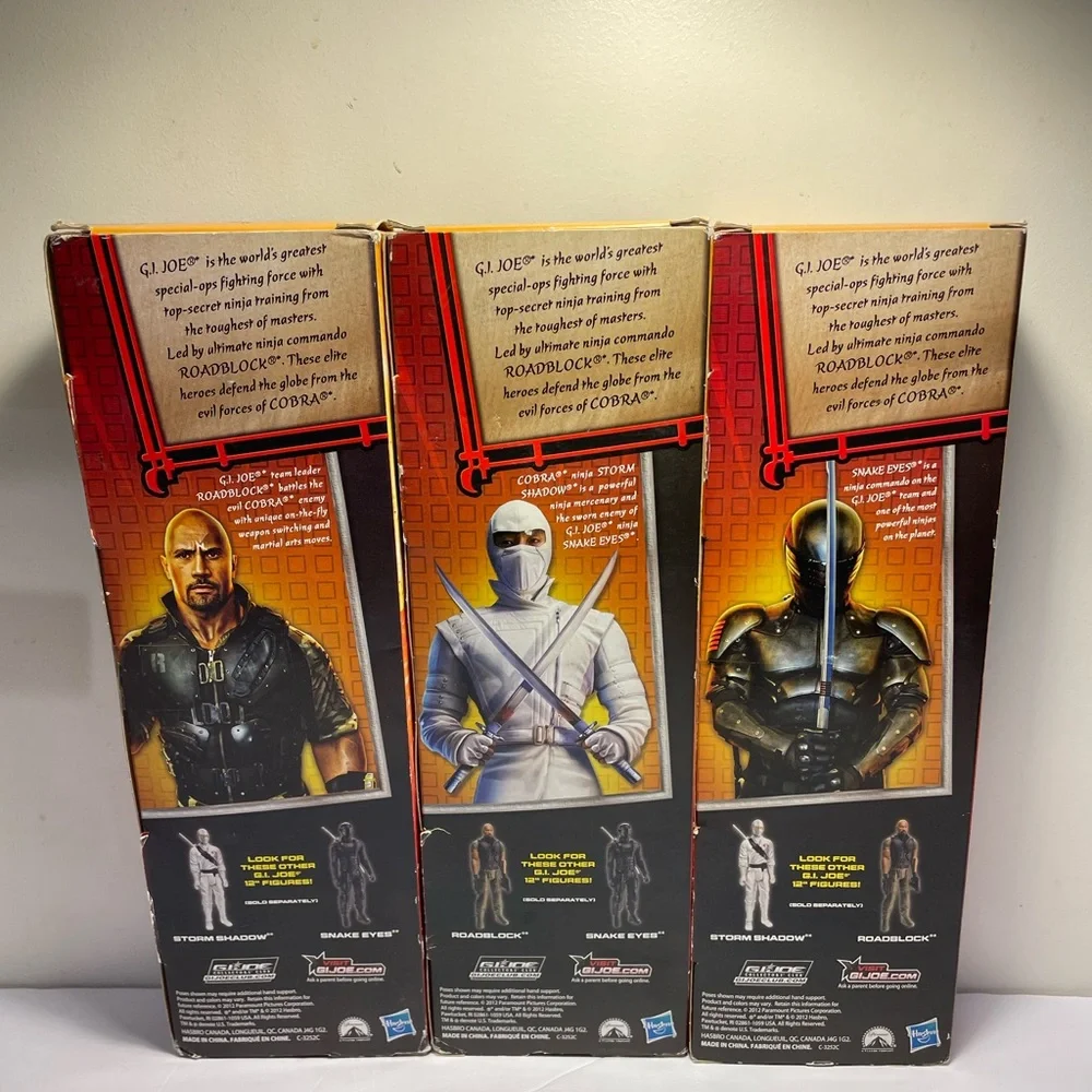 G.I. Joe Retaliation Lot of 3 Action Figures Snake Eyes, Storm Shadow, Roadblock